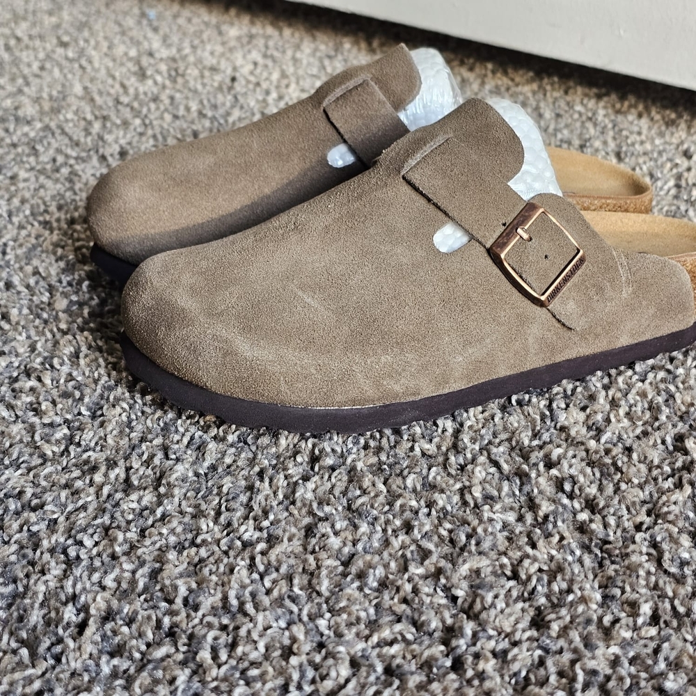 BIRKENSTOCK - Boston Soft Footbed Suede Leather - Taupe - EU 35, 225 L 4-US4.5 - Picture 2 of 11